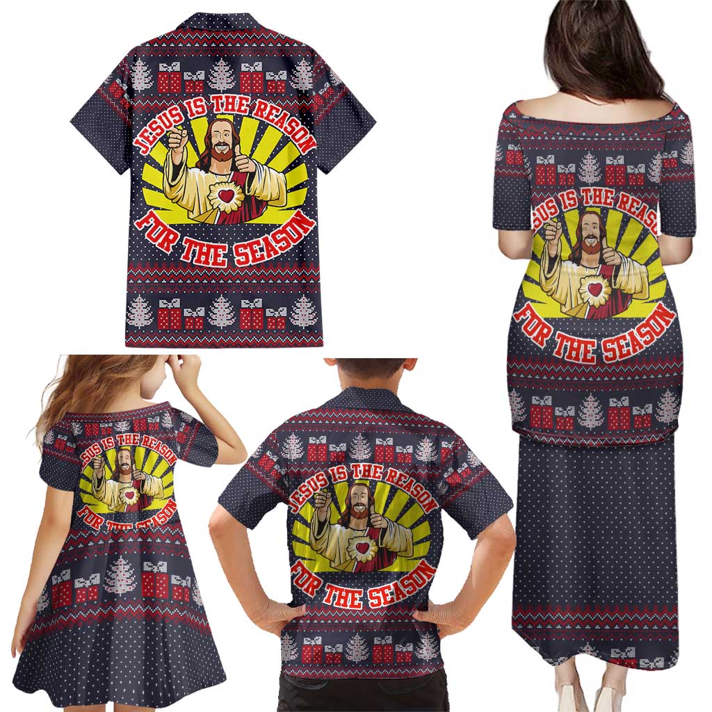 Jesus Is The Reason For The Season Christmas Family Matching Puletasi and Hawaiian Shirt Funny Xmas Holiday Patterns - Wonder Print Shop