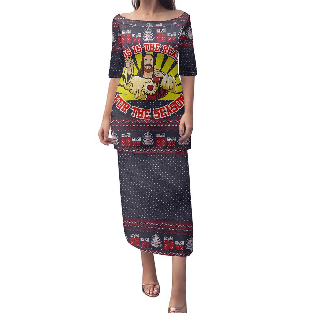 Jesus Is The Reason For The Season Christmas Family Matching Puletasi and Hawaiian Shirt Funny Xmas Holiday Patterns - Wonder Print Shop