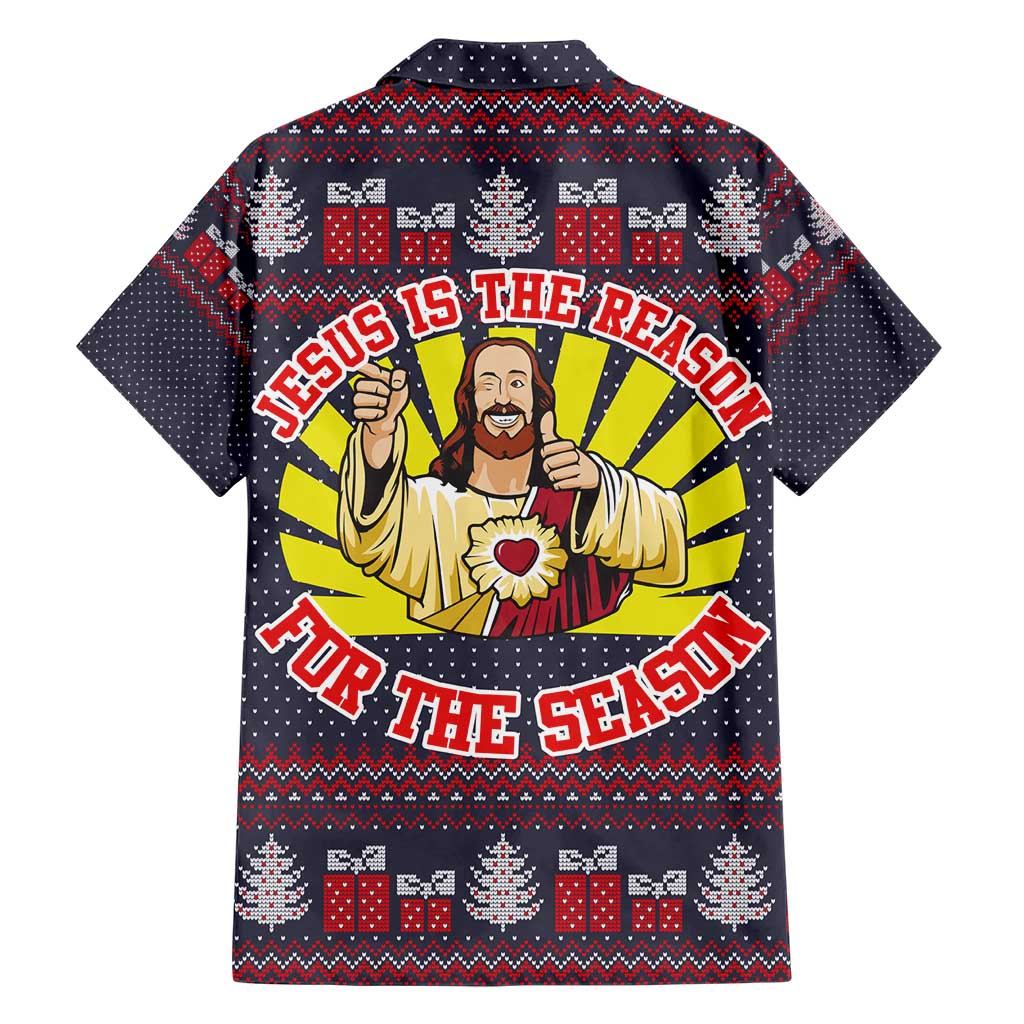 Jesus Is The Reason For The Season Christmas Family Matching Short Sleeve Bodycon Dress and Hawaiian Shirt Funny Xmas Holiday Patterns - Wonder Print Shop