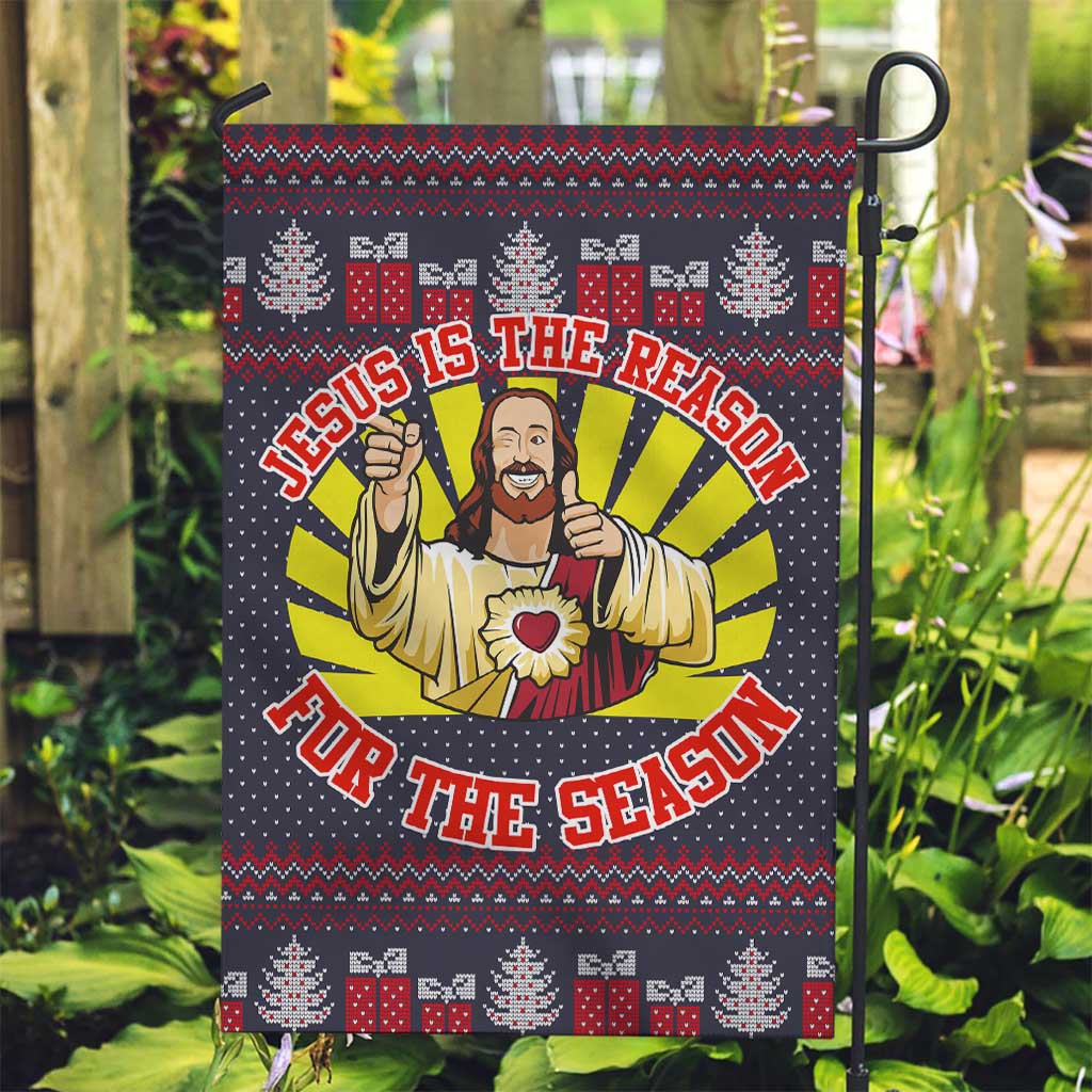 Jesus Is The Reason For The Season Christmas Garden Flag Funny Xmas Holiday Patterns - Wonder Print Shop