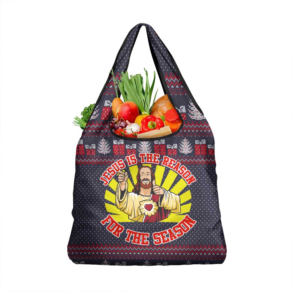 Jesus Is The Reason For The Season Christmas Grocery Bag Funny Xmas Holiday Patterns - Wonder Print Shop