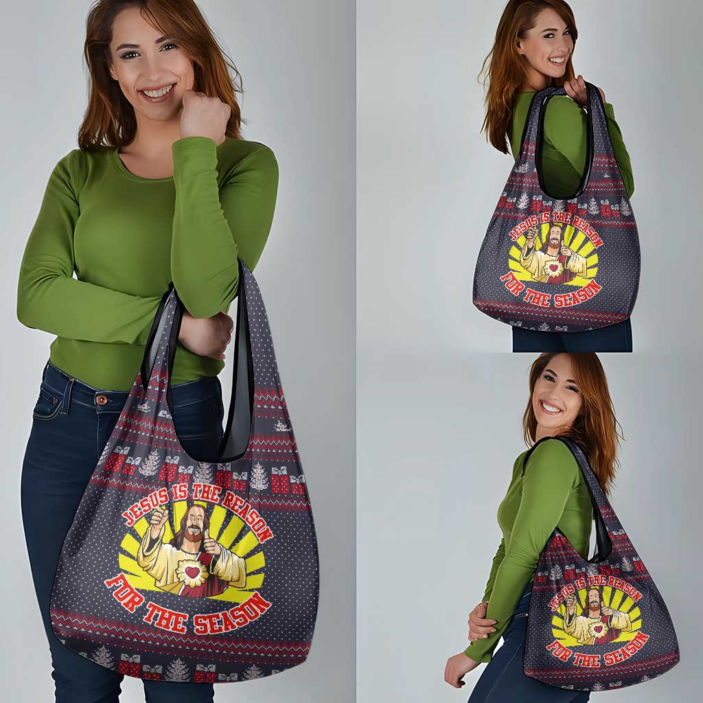 Jesus Is The Reason For The Season Christmas Grocery Bag Funny Xmas Holiday Patterns - Wonder Print Shop