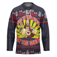 Jesus Is The Reason For The Season Christmas Hockey Jersey Funny Xmas Holiday Patterns - Wonder Print Shop