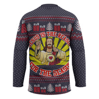 Jesus Is The Reason For The Season Christmas Hockey Jersey Funny Xmas Holiday Patterns - Wonder Print Shop