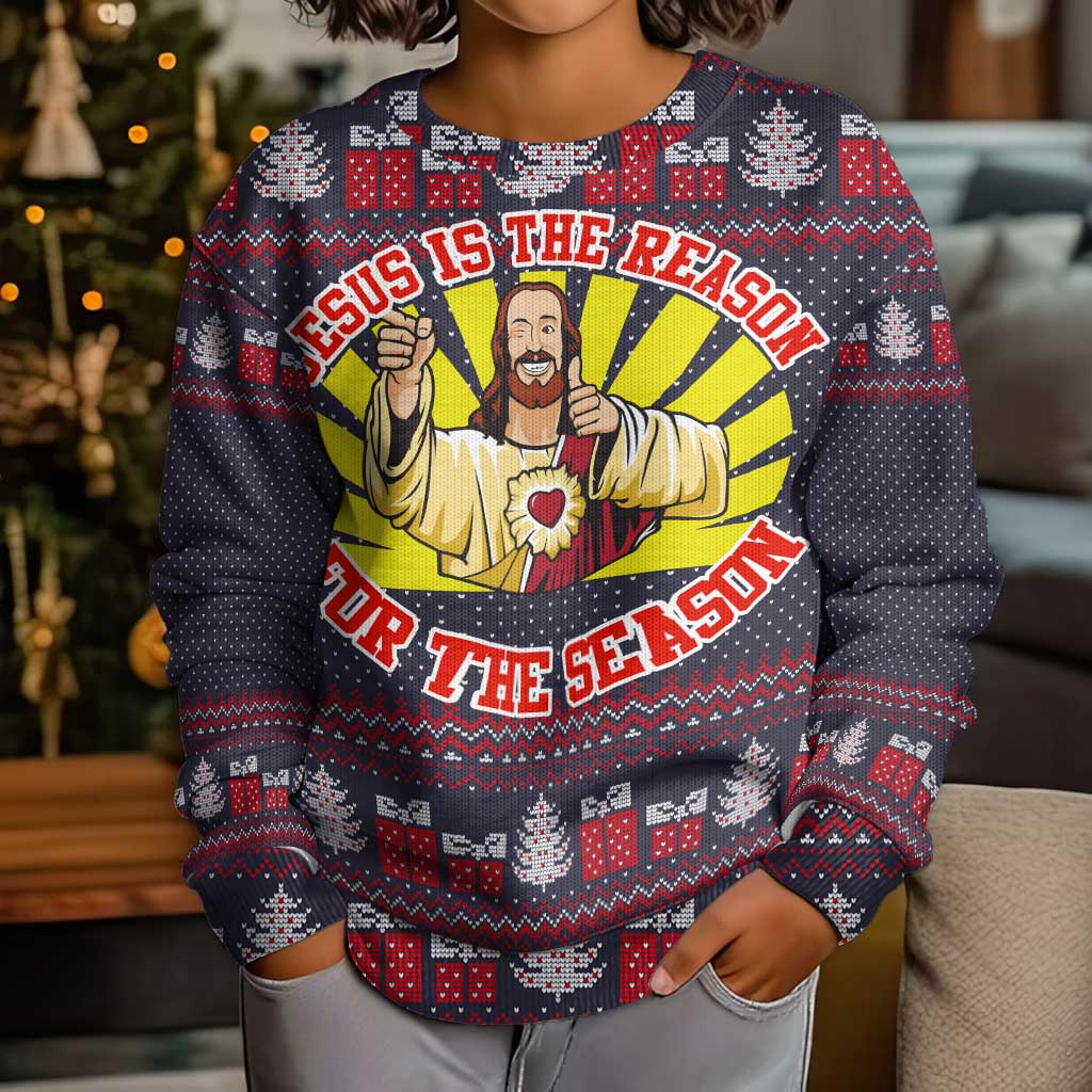 Jesus Is The Reason For The Season Christmas Kid Ugly Christmas Sweater Funny Xmas Holiday Patterns - Wonder Print Shop