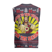 Jesus Is The Reason For The Season Christmas Knitted V-Neck Vest Funny Xmas Holiday Patterns - Wonder Print Shop
