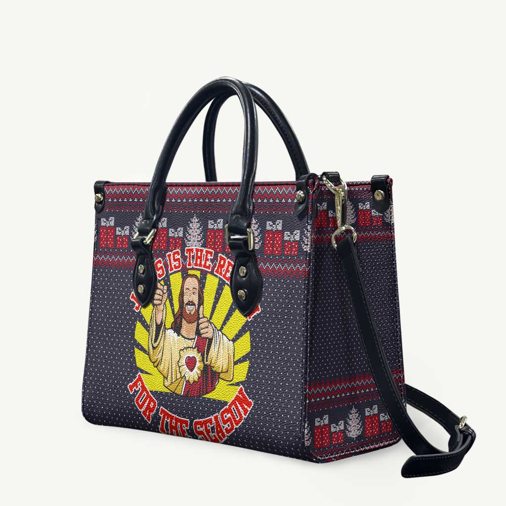 Jesus Is The Reason For The Season Christmas Leather Bag Funny Xmas Holiday Patterns - Wonder Print Shop
