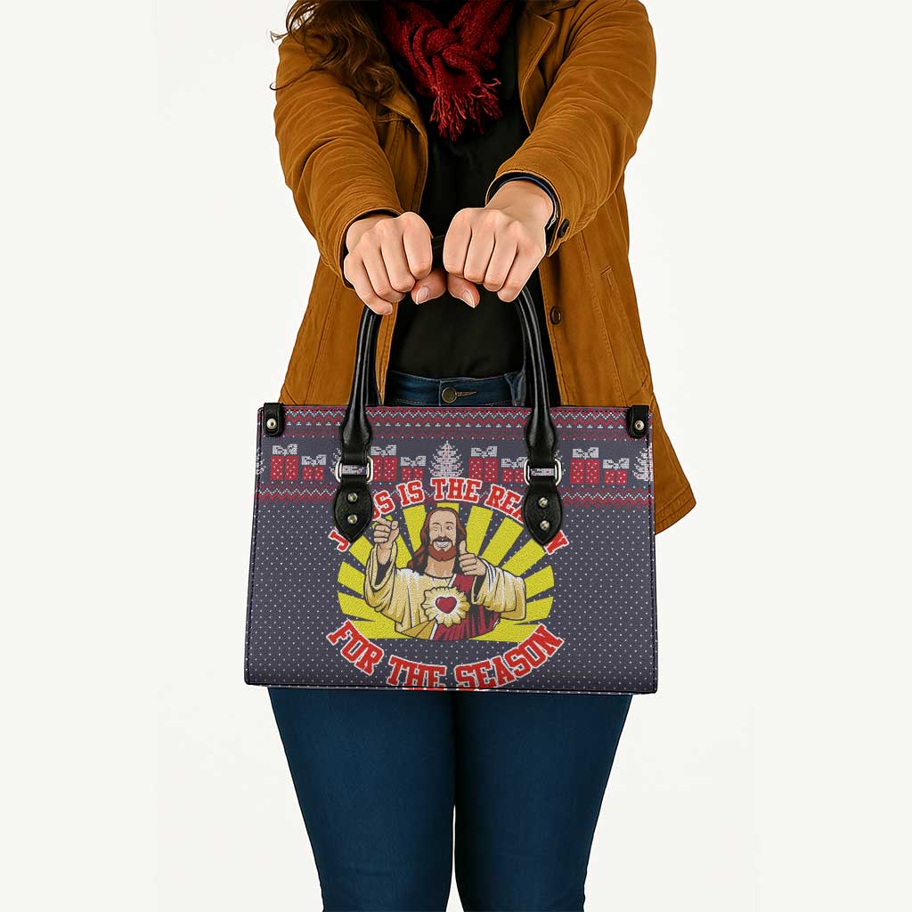 Jesus Is The Reason For The Season Christmas Leather Bag Funny Xmas Holiday Patterns - Wonder Print Shop