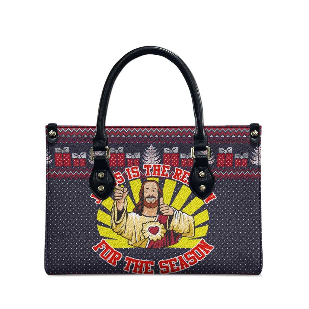 Jesus Is The Reason For The Season Christmas Leather Bag Funny Xmas Holiday Patterns - Wonder Print Shop