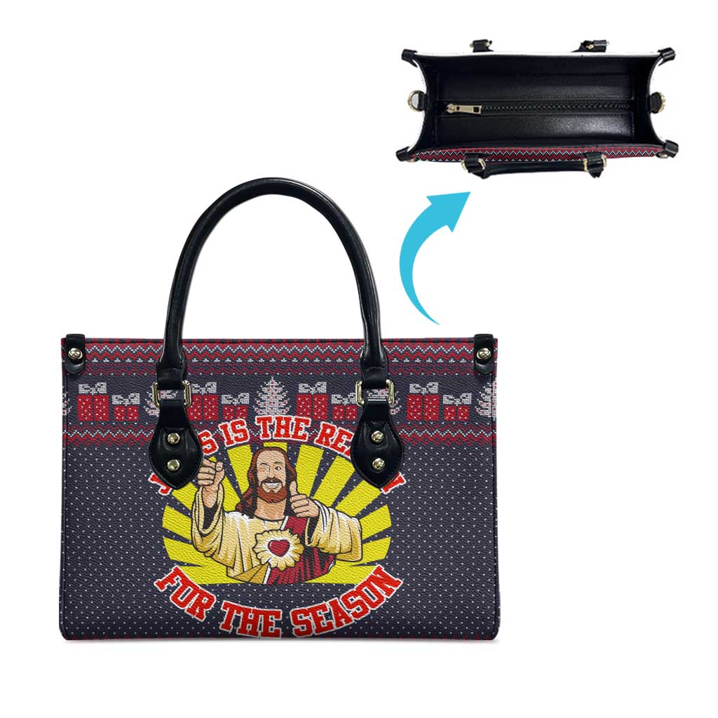Jesus Is The Reason For The Season Christmas Leather Bag Funny Xmas Holiday Patterns - Wonder Print Shop