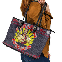 Jesus Is The Reason For The Season Christmas Leather Tote Bag Funny Xmas Holiday Patterns - Wonder Print Shop