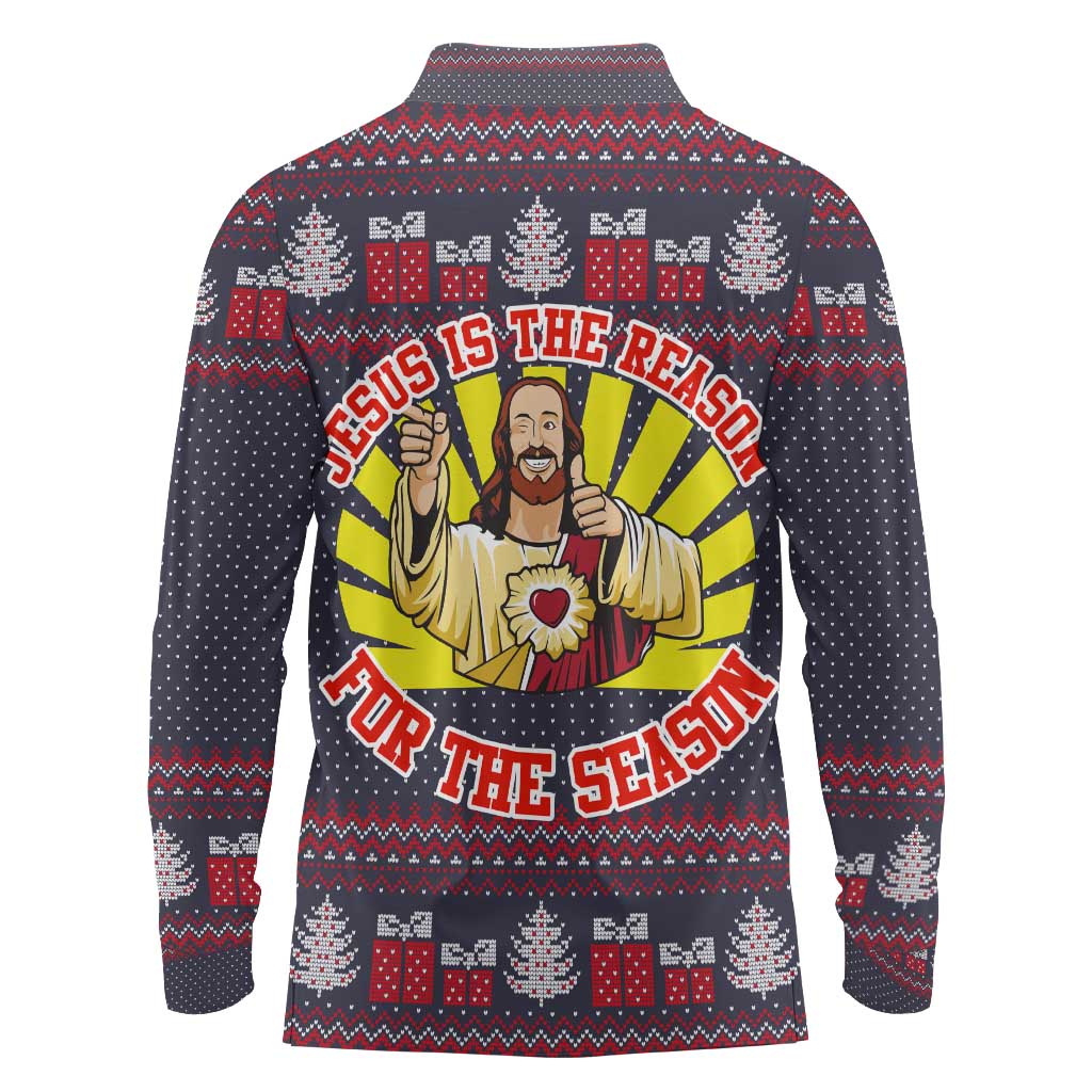 Jesus Is The Reason For The Season Christmas Long Sleeve Polo Shirt Funny Xmas Holiday Patterns - Wonder Print Shop