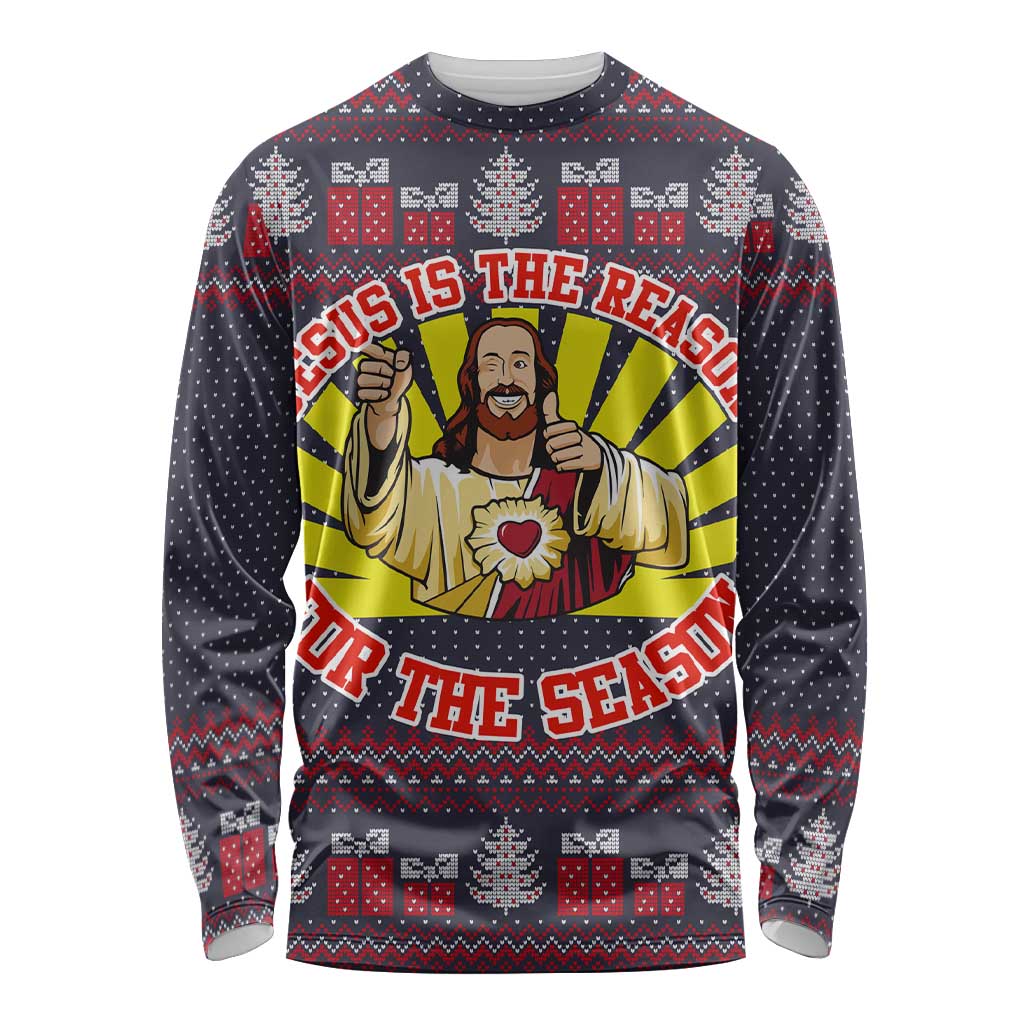 Jesus Is The Reason For The Season Christmas Long Sleeve Shirt Funny Xmas Holiday Patterns - Wonder Print Shop
