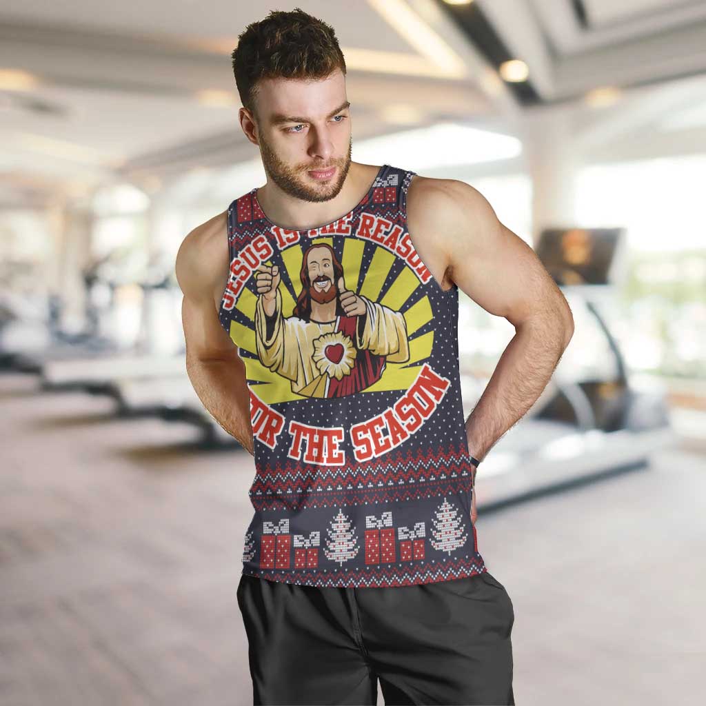 Jesus Is The Reason For The Season Christmas Men Tank Top Funny Xmas Holiday Patterns - Wonder Print Shop