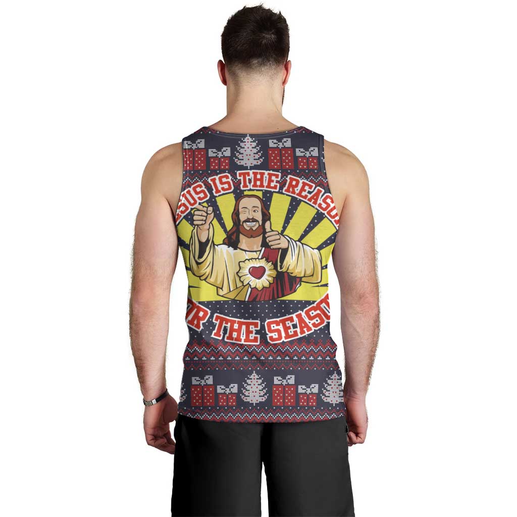 Jesus Is The Reason For The Season Christmas Men Tank Top Funny Xmas Holiday Patterns - Wonder Print Shop