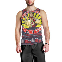 Jesus Is The Reason For The Season Christmas Men Tank Top Funny Xmas Holiday Patterns - Wonder Print Shop