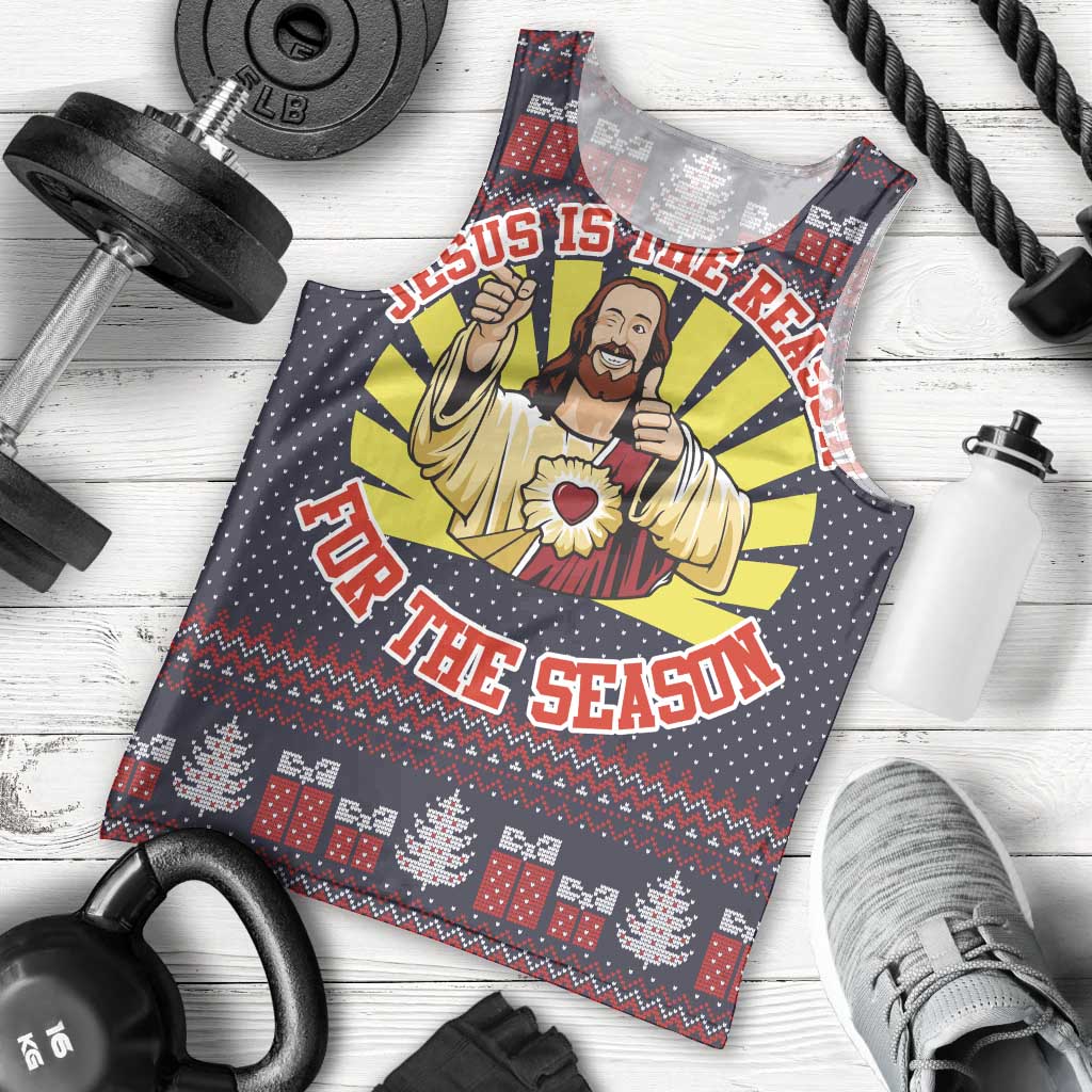 Jesus Is The Reason For The Season Christmas Men Tank Top Funny Xmas Holiday Patterns - Wonder Print Shop