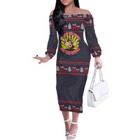 Jesus Is The Reason For The Season Christmas Off The Shoulder Long Sleeve Dress Funny Xmas Holiday Patterns - Wonder Print Shop