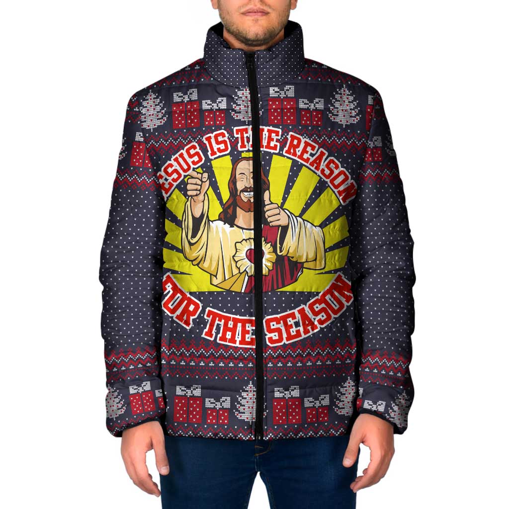 Jesus Is The Reason For The Season Christmas Padded Jacket Funny Xmas Holiday Patterns - Wonder Print Shop
