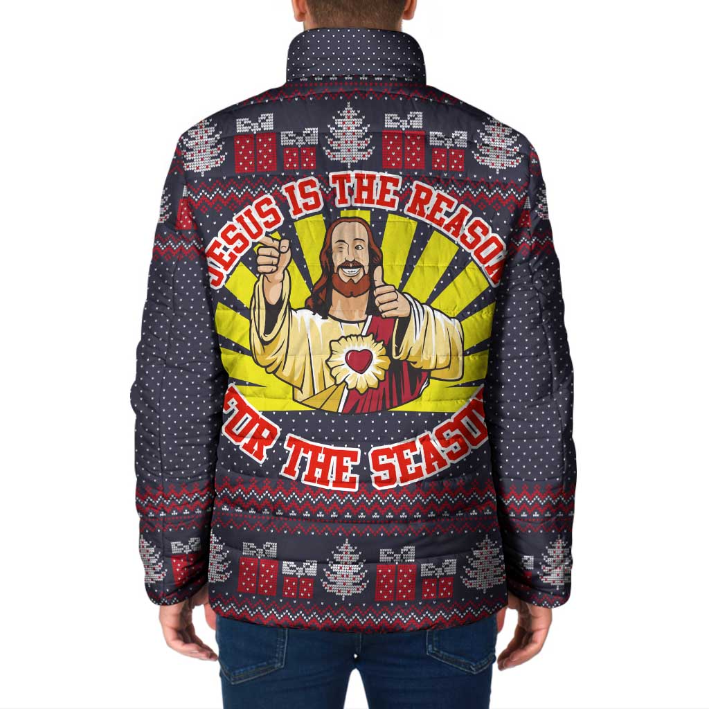 Jesus Is The Reason For The Season Christmas Padded Jacket Funny Xmas Holiday Patterns - Wonder Print Shop