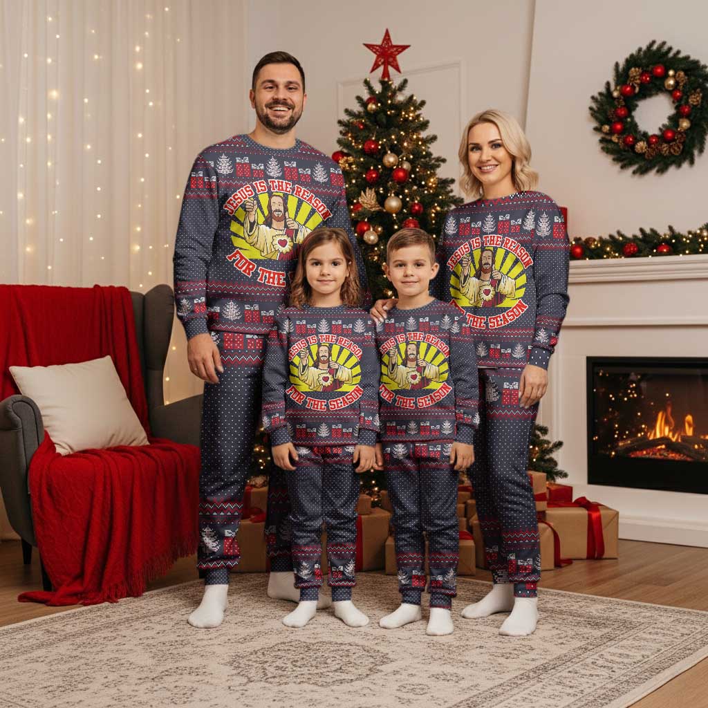 Jesus Is The Reason For The Season Christmas Pajama Set Funny Xmas Holiday Patterns - Wonder Print Shop
