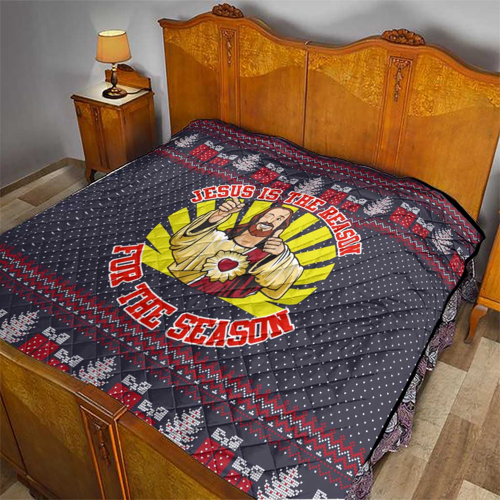 Jesus Is The Reason For The Season Christmas Quilt Funny Xmas Holiday Patterns - Wonder Print Shop