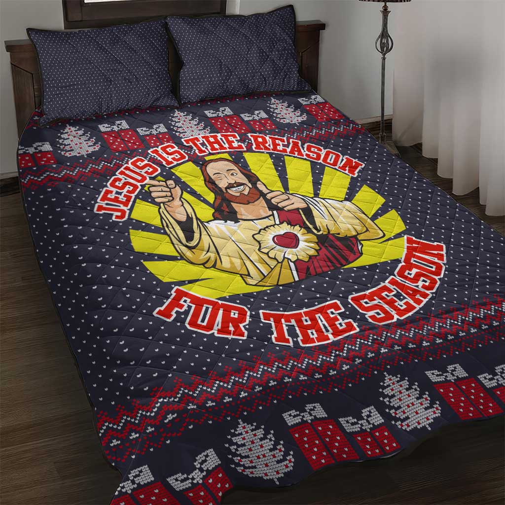Jesus Is The Reason For The Season Christmas Quilt Bed Set Funny Xmas Holiday Patterns - Wonder Print Shop