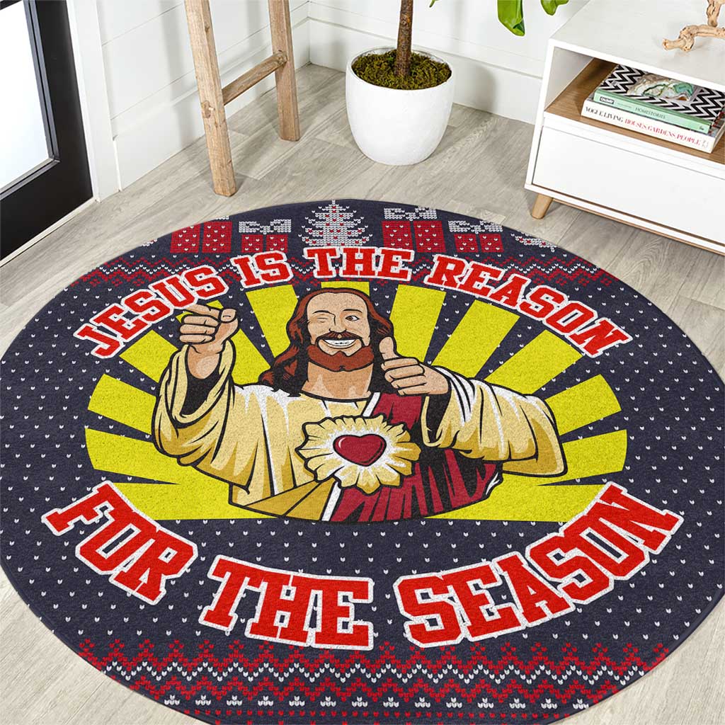 Jesus Is The Reason For The Season Christmas Round Carpet Funny Xmas Holiday Patterns - Wonder Print Shop