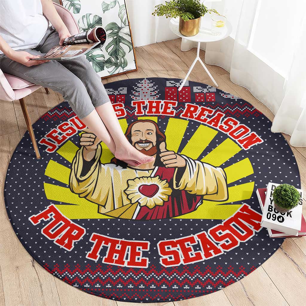 Jesus Is The Reason For The Season Christmas Round Carpet Funny Xmas Holiday Patterns - Wonder Print Shop
