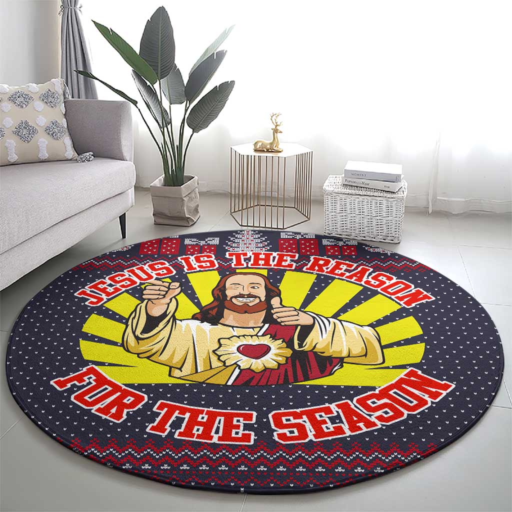 Jesus Is The Reason For The Season Christmas Round Carpet Funny Xmas Holiday Patterns - Wonder Print Shop