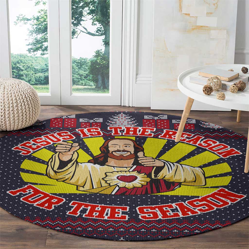 Jesus Is The Reason For The Season Christmas Round Carpet Funny Xmas Holiday Patterns - Wonder Print Shop