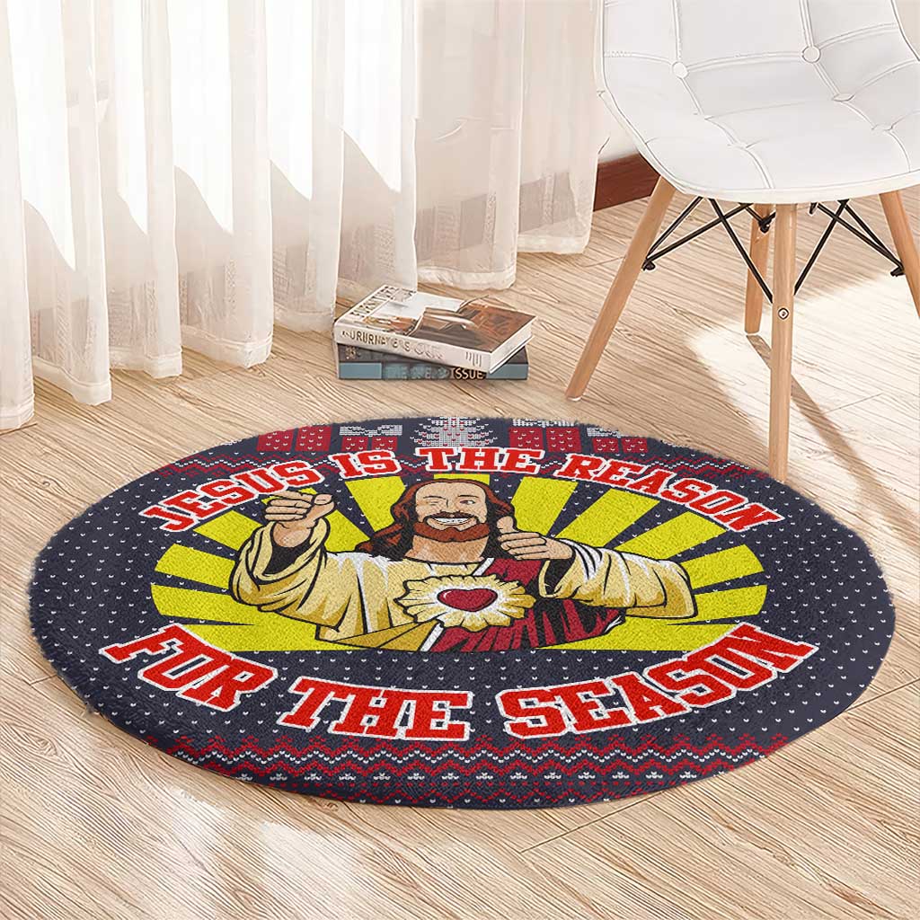Jesus Is The Reason For The Season Christmas Round Carpet Funny Xmas Holiday Patterns - Wonder Print Shop