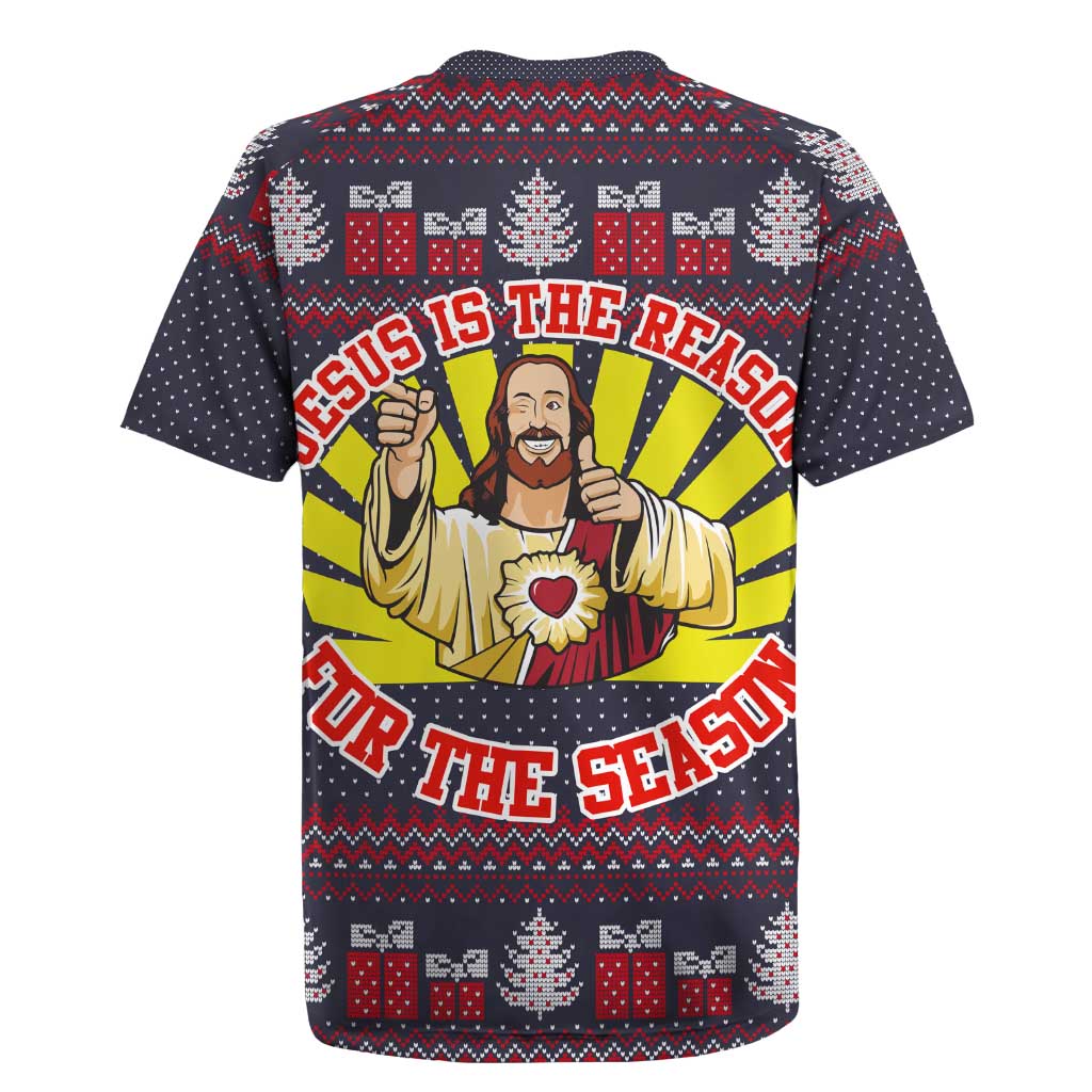 Jesus Is The Reason For The Season Christmas Rugby Jersey Funny Xmas Holiday Patterns - Wonder Print Shop