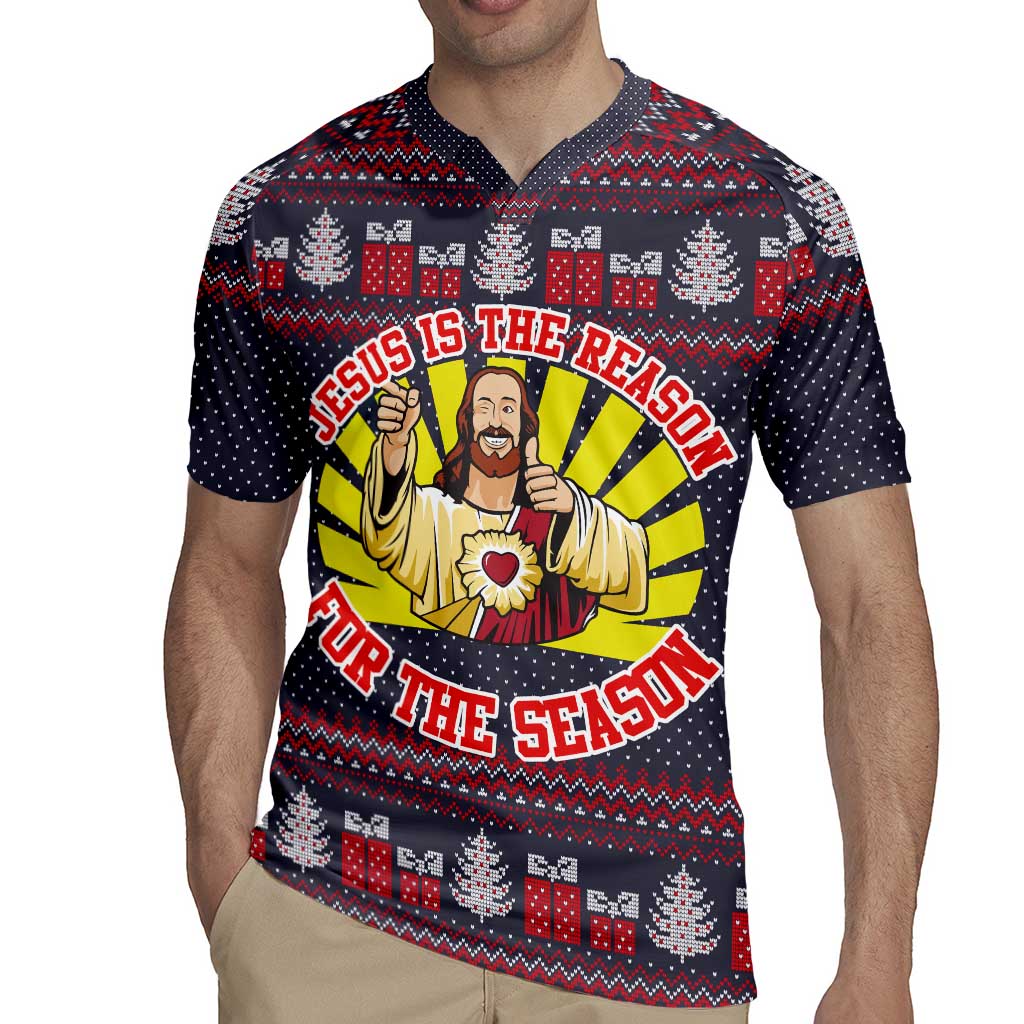 Jesus Is The Reason For The Season Christmas Rugby Jersey Funny Xmas Holiday Patterns - Wonder Print Shop