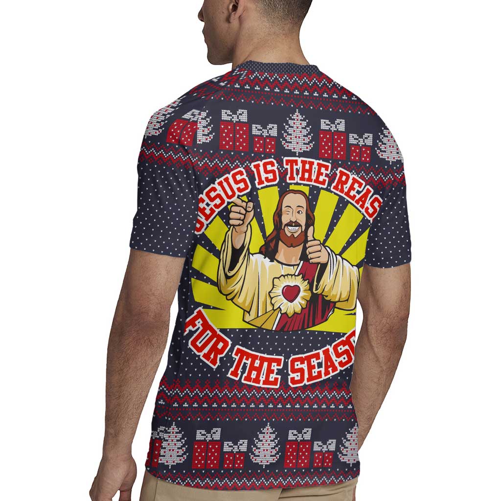 Jesus Is The Reason For The Season Christmas Rugby Jersey Funny Xmas Holiday Patterns - Wonder Print Shop