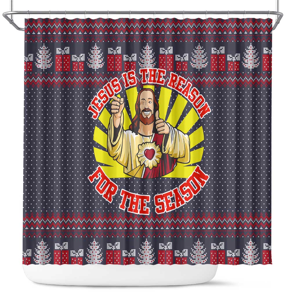 Jesus Is The Reason For The Season Christmas Shower Curtain Funny Xmas Holiday Patterns - Wonder Print Shop