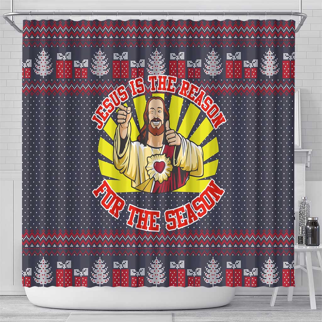 Jesus Is The Reason For The Season Christmas Shower Curtain Funny Xmas Holiday Patterns - Wonder Print Shop