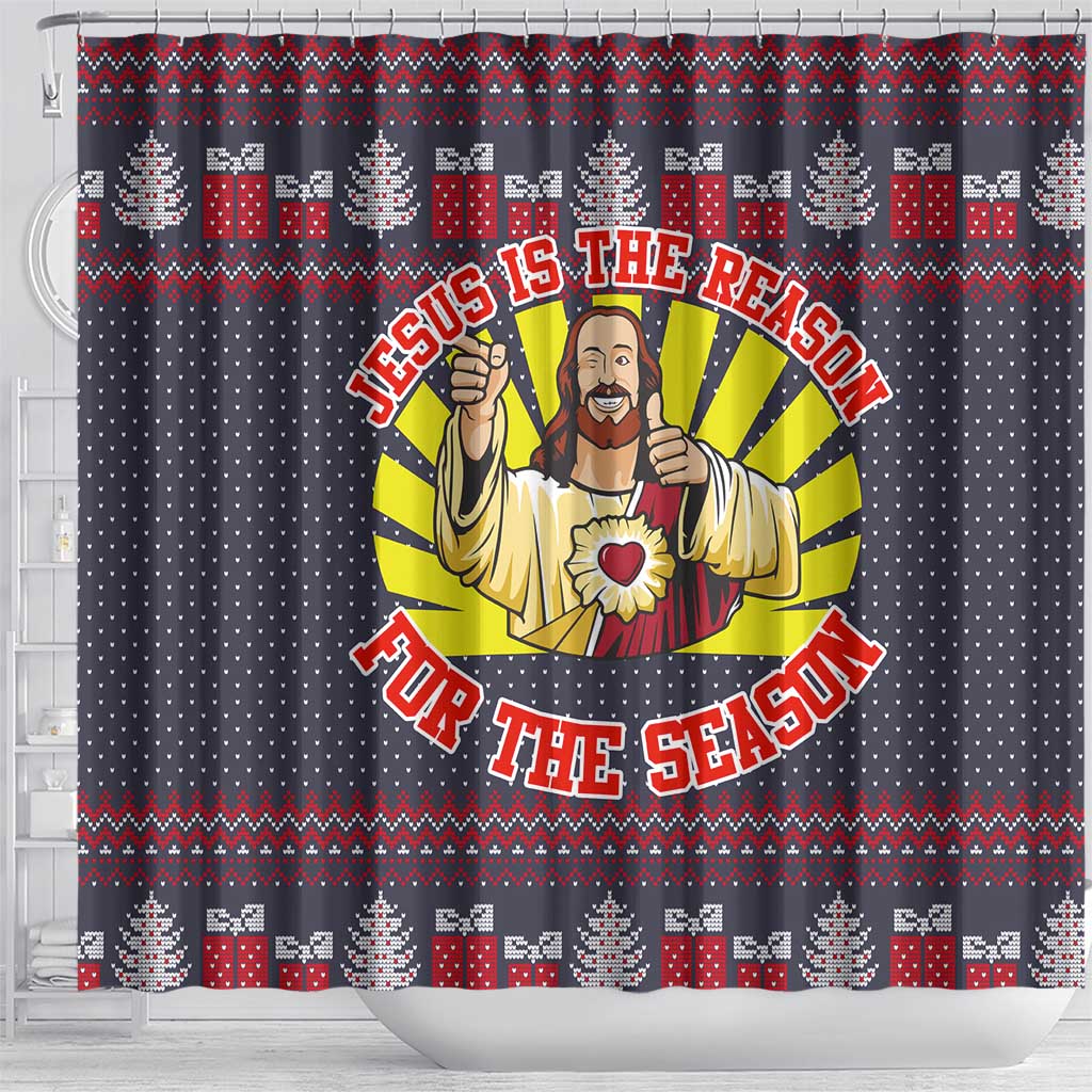 Jesus Is The Reason For The Season Christmas Shower Curtain Funny Xmas Holiday Patterns - Wonder Print Shop
