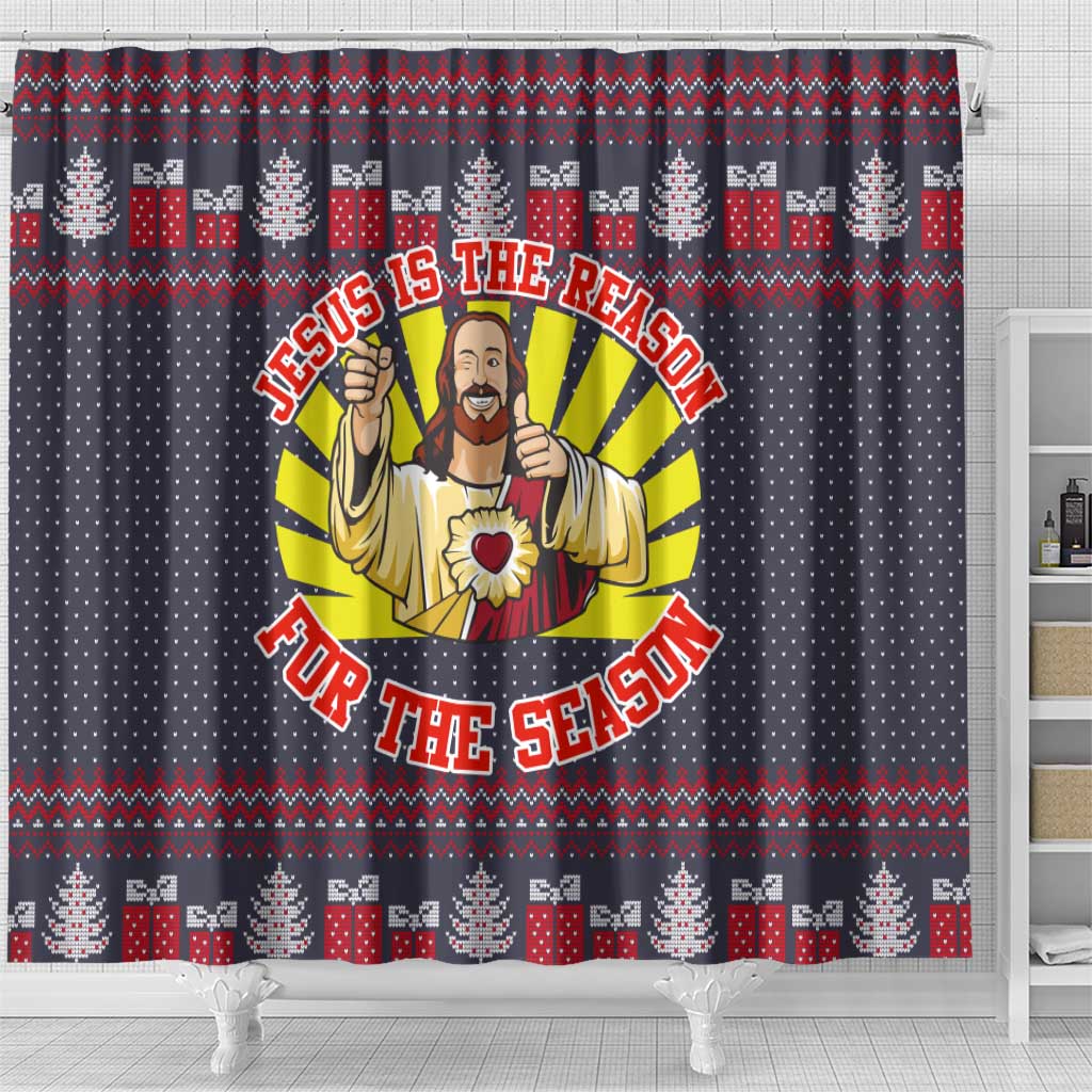 Jesus Is The Reason For The Season Christmas Shower Curtain Funny Xmas Holiday Patterns - Wonder Print Shop