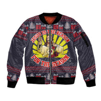 Jesus Is The Reason For The Season Christmas Sleeve Zip Bomber Jacket Funny Xmas Holiday Patterns - Wonder Print Shop