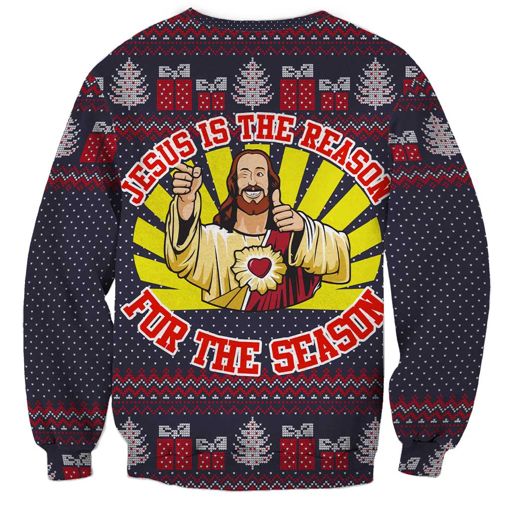 Jesus Is The Reason For The Season Christmas Sweatshirt Funny Xmas Holiday Patterns - Wonder Print Shop