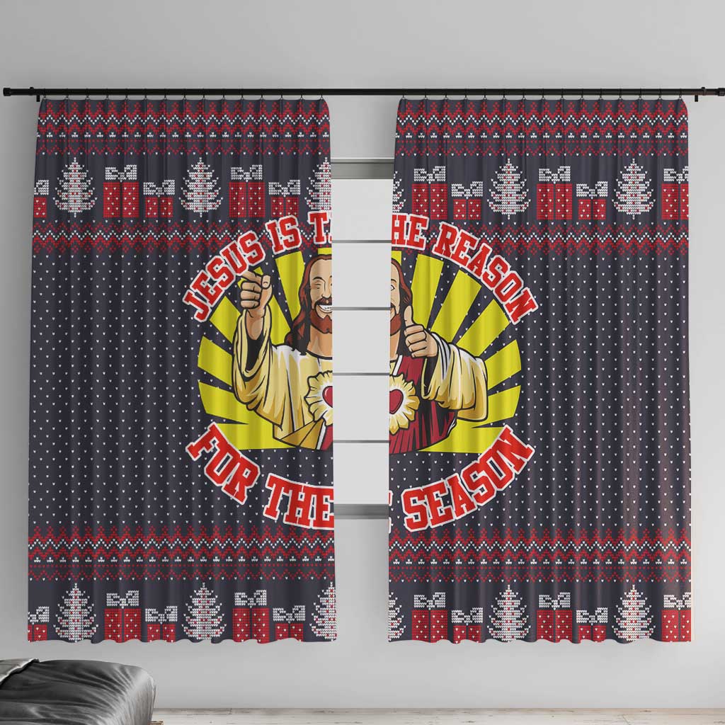 Jesus Is The Reason For The Season Christmas Window Curtain Funny Xmas Holiday Patterns - Wonder Print Shop