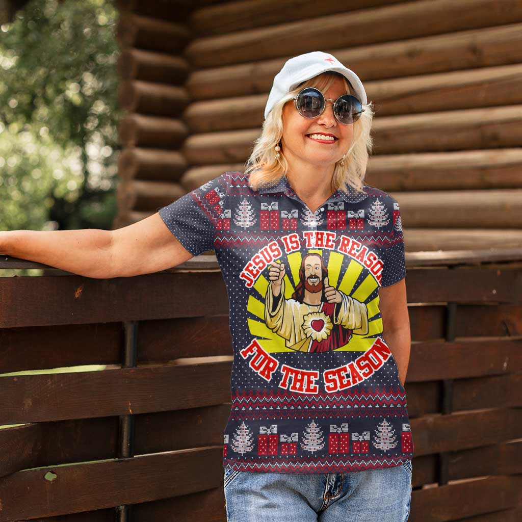 Jesus Is The Reason For The Season Christmas Women Polo Shirt Funny Xmas Holiday Patterns - Wonder Print Shop