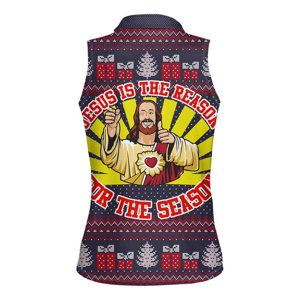 Jesus Is The Reason For The Season Christmas Women Sleeveless Polo Shirt Funny Xmas Holiday Patterns - Wonder Print Shop