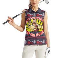 Jesus Is The Reason For The Season Christmas Women Sleeveless Polo Shirt Funny Xmas Holiday Patterns - Wonder Print Shop