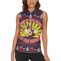 Jesus Is The Reason For The Season Christmas Women Sleeveless Polo Shirt Funny Xmas Holiday Patterns - Wonder Print Shop