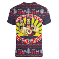 Jesus Is The Reason For The Season Christmas Women V-Neck T-Shirt Funny Xmas Holiday Patterns - Wonder Print Shop