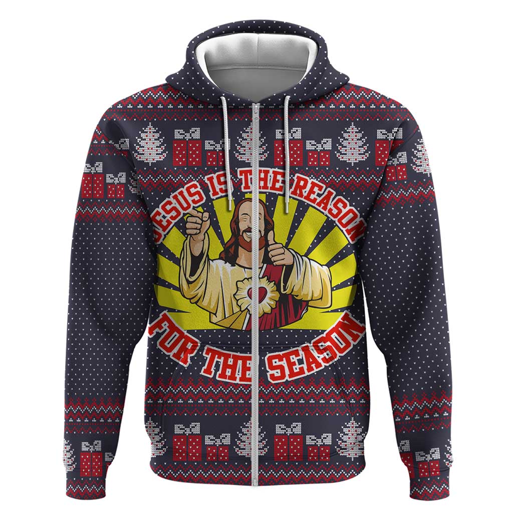 Jesus Is The Reason For The Season Christmas Zip Hoodie Funny Xmas Holiday Patterns - Wonder Print Shop