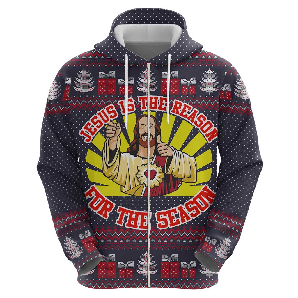 Jesus Is The Reason For The Season Christmas Zip Hoodie Funny Xmas Holiday Patterns - Wonder Print Shop