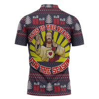 Jesus Is The Reason For The Season Christmas Zipper Polo Shirt Funny Xmas Holiday Patterns - Wonder Print Shop